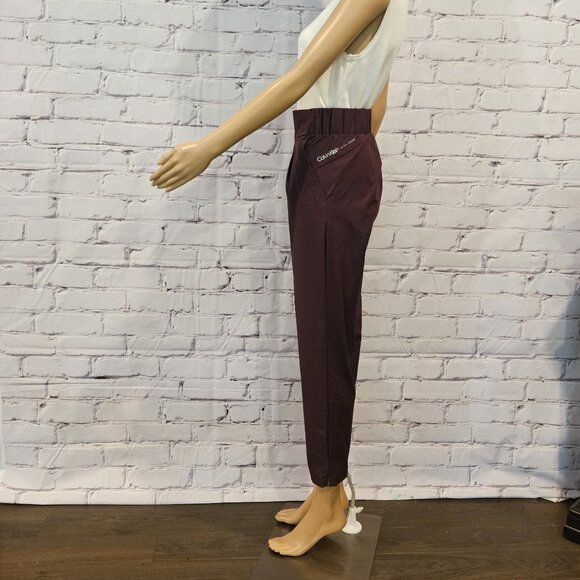NWOT! CALVIN KLEIN, Brown/burgundy pull up elastic waist cropped pants - Picture 5 of 9